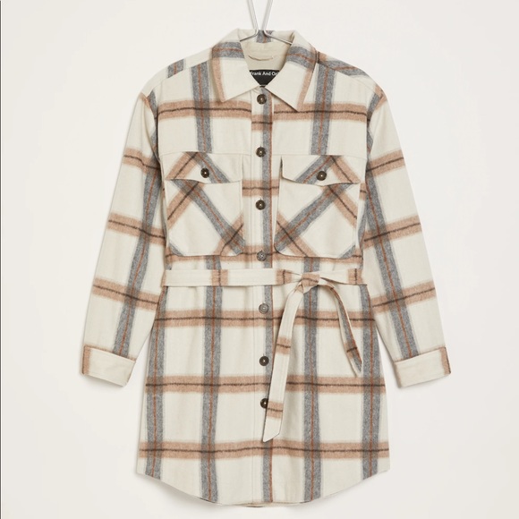 Frank and Oak | Wool Plaid Shacket in Cream | Size XL | NWT - Picture 5 of 11